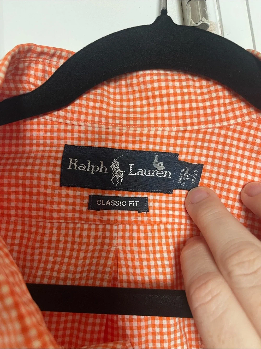 Polo Ralph Lauren Clemson Tigers Orange Gingham Button Down Shirt Mens 17 32/33